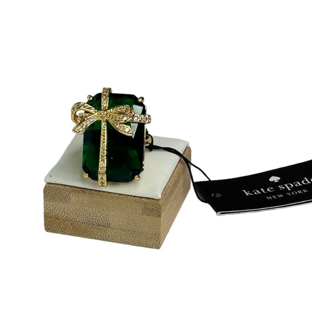 Kate Spade Green and Gold Bow Ring